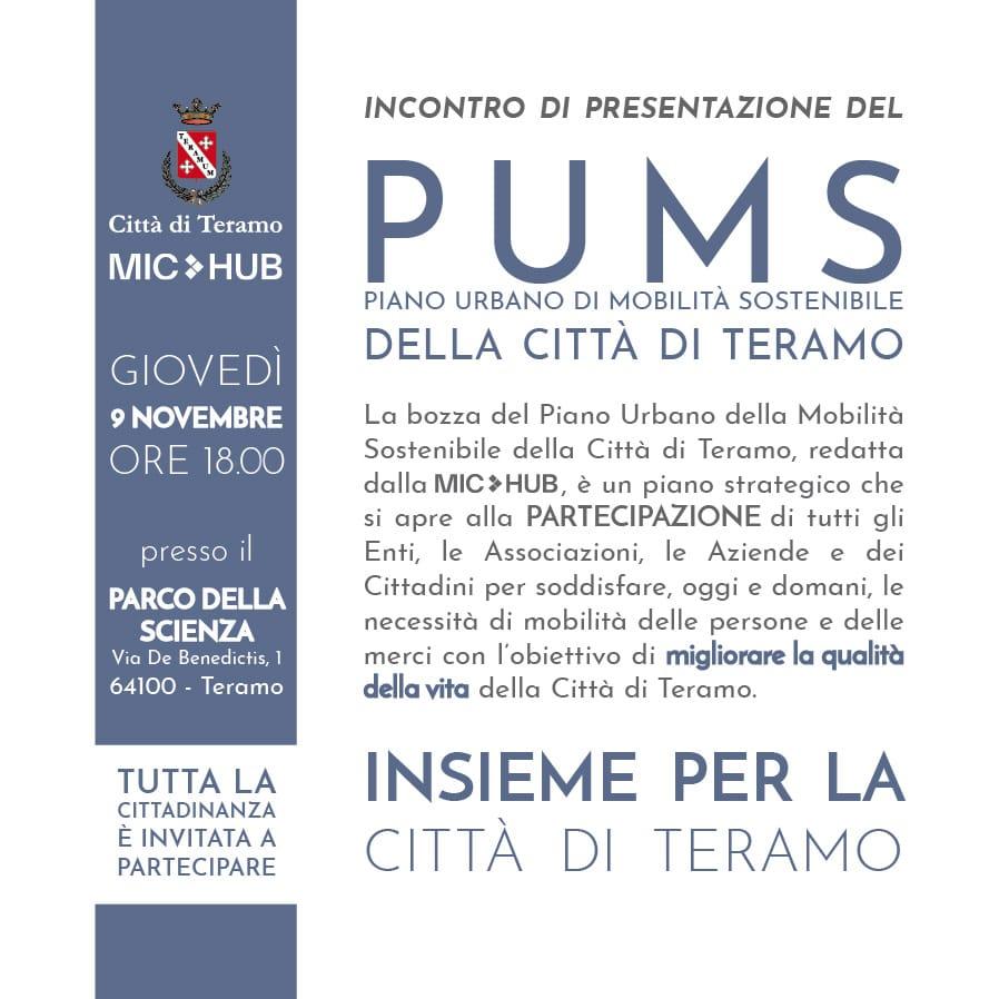 Giovedì 9 novembre la presentazione del PUMS